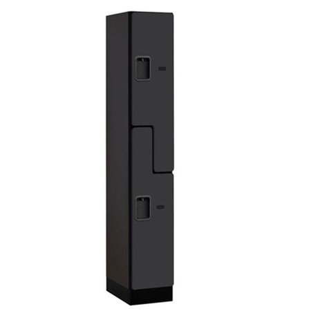 SALSBURY INDUSTRIES Salsbury 37168BLK Assembled Locker; 2 Tier; 12X18X76; Black 37168BLK